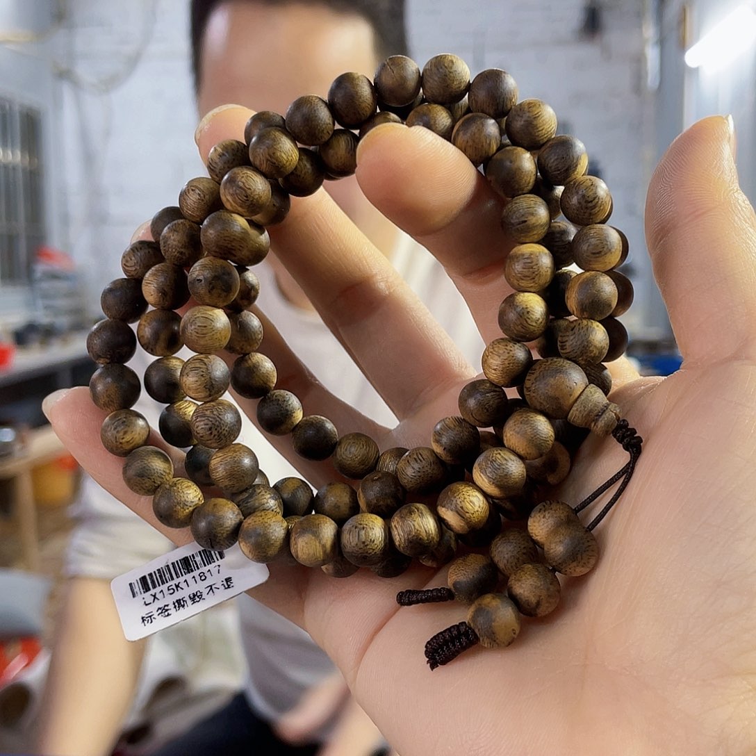 沉香手串棋楠香尖圆珠长串0.8/25克多样性发一