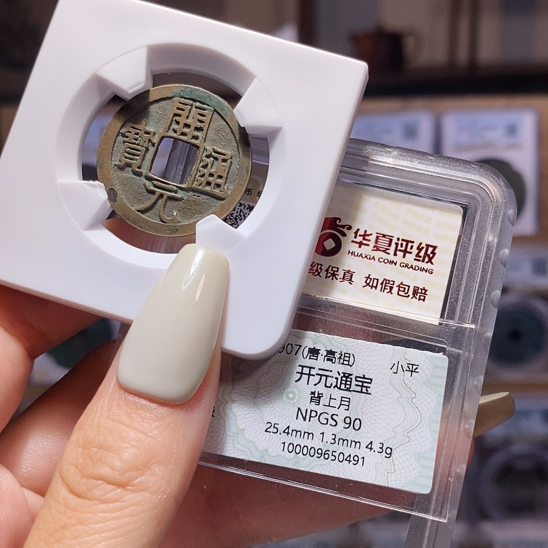 铜开元 背上月 0491。双评级