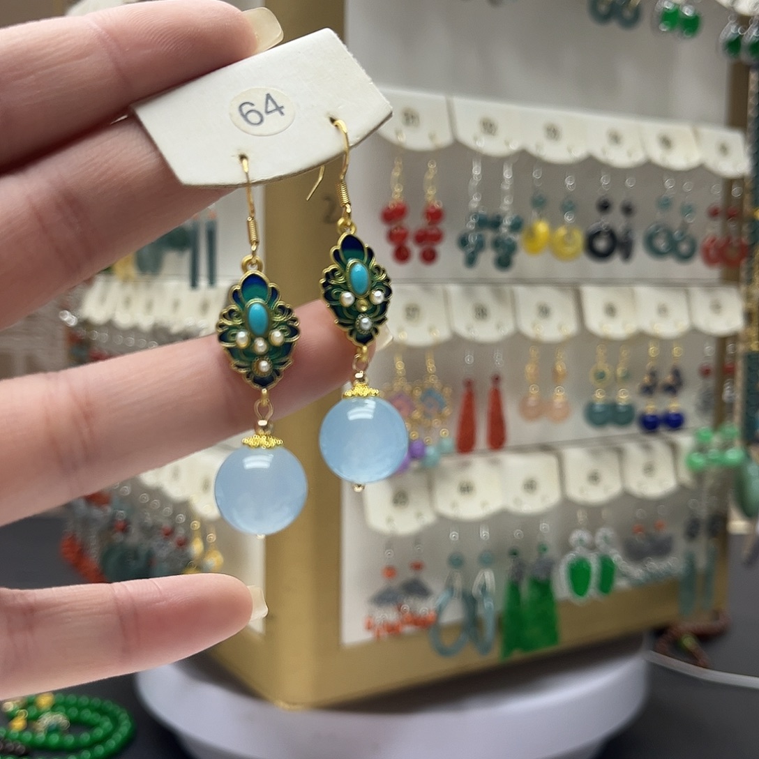 玛瑙/玉髓合金耳钉y