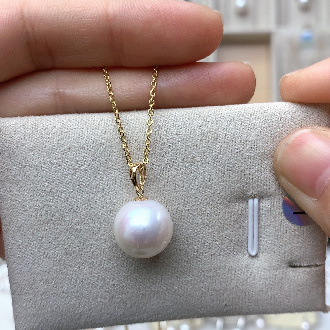 淡水珍珠吊坠(赠链)18K金镶嵌锦*