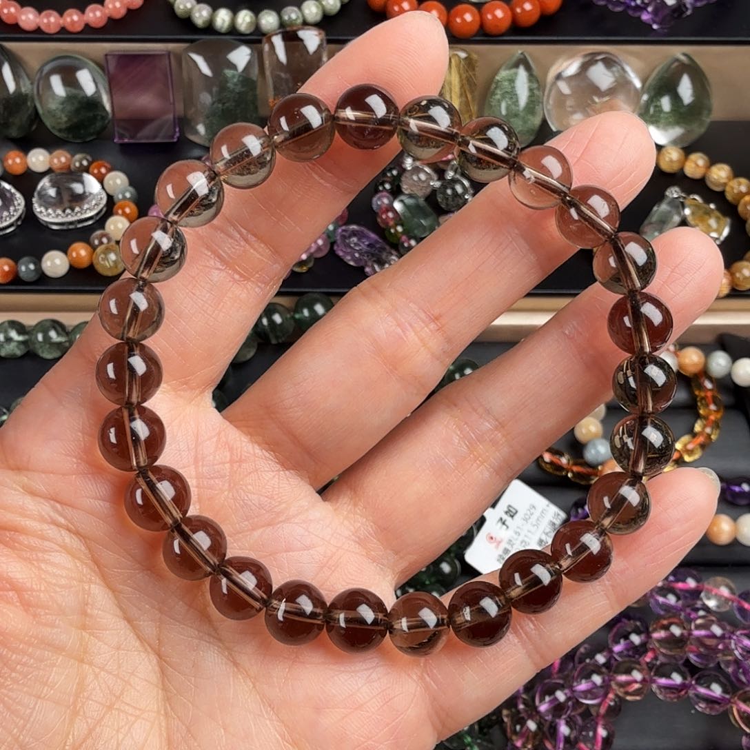 水晶手链未镶嵌龙**祥天然茶水晶