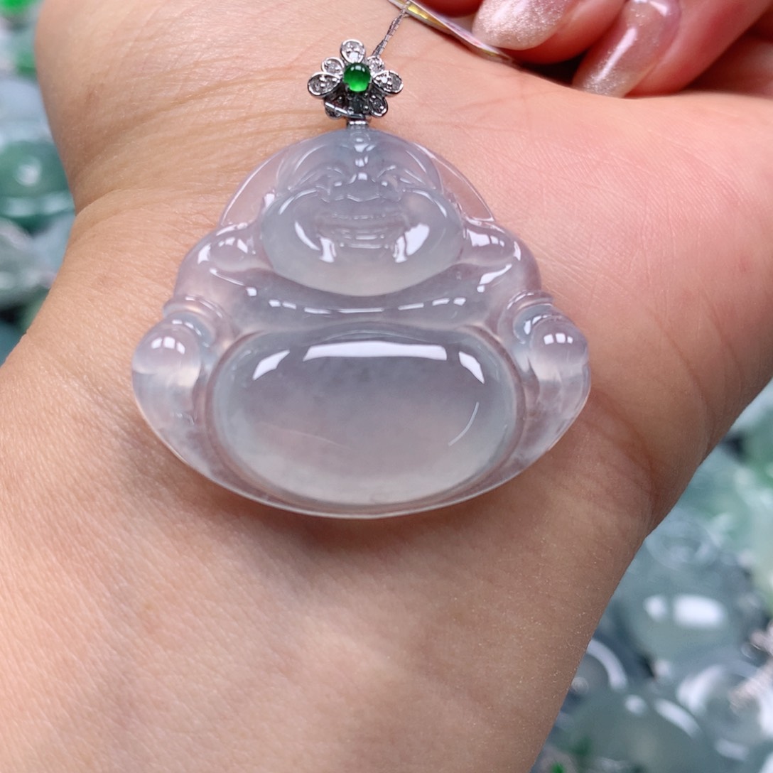 翡翠颈饰18K金镶嵌天然翡翠