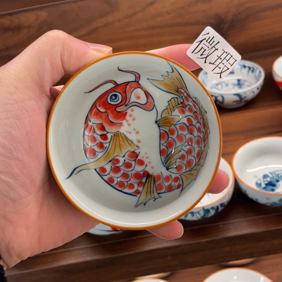 釉下手绘茶具微瑕