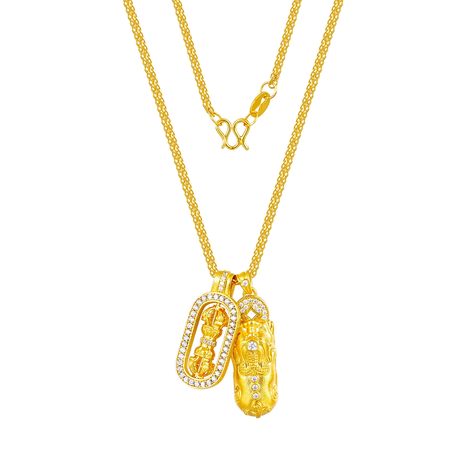 坠链均足银 貔貅金刚杵古法项链