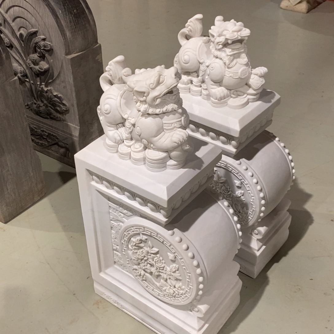 石材80抱鼓石貔貅一对包邮不管卸车