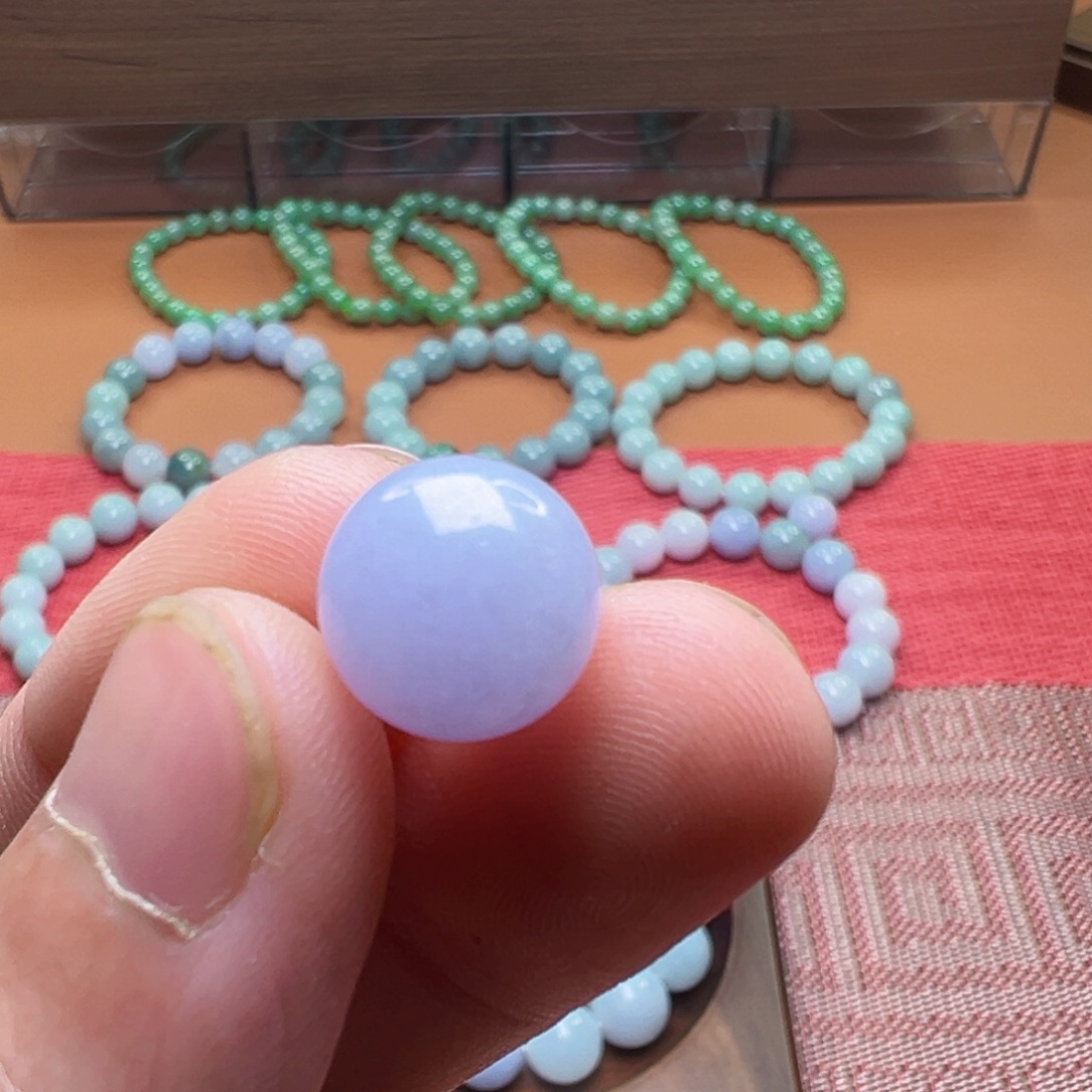 翡翠散珠单颗圆珠卡12mm