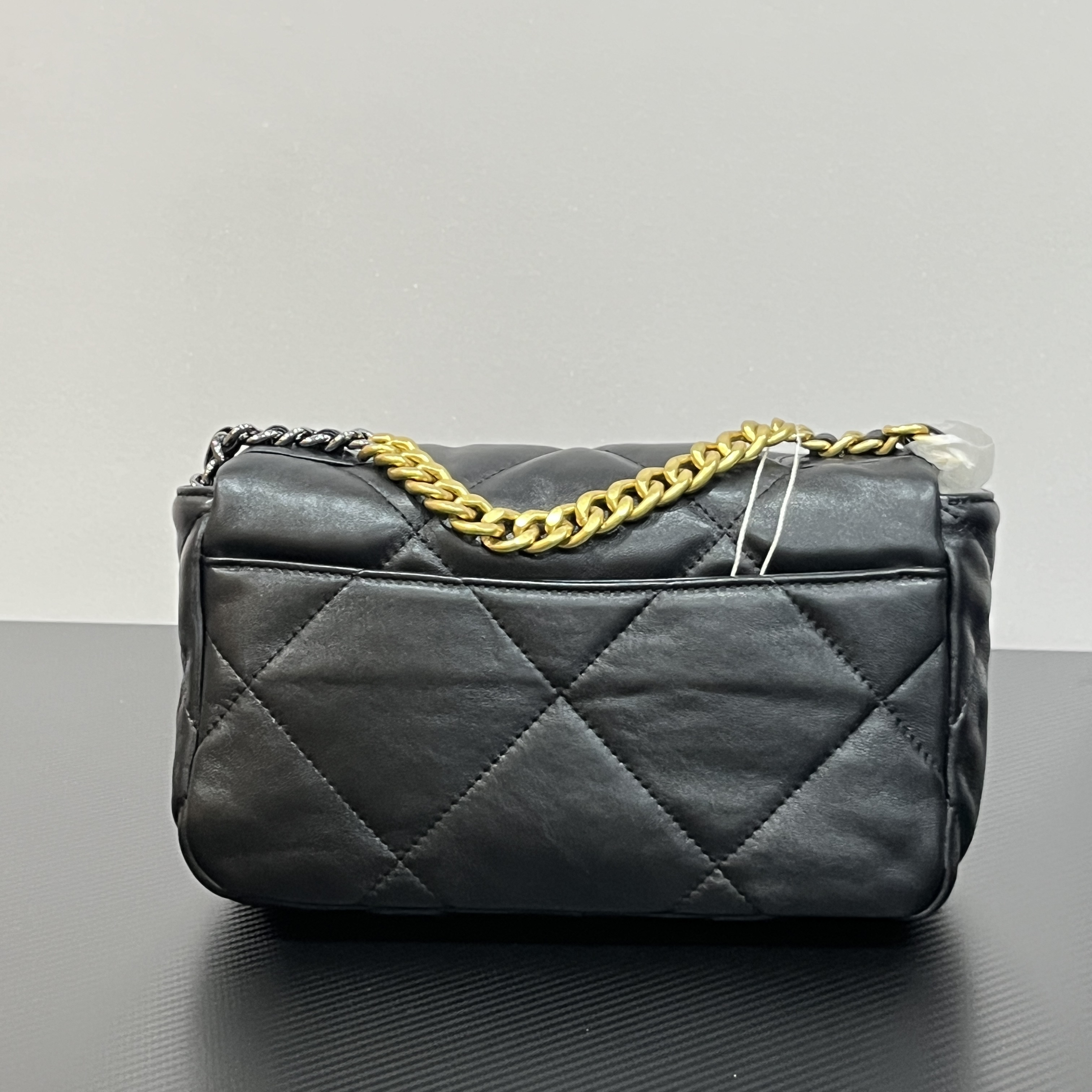 手工真皮包-33826-三色链条-香-黑