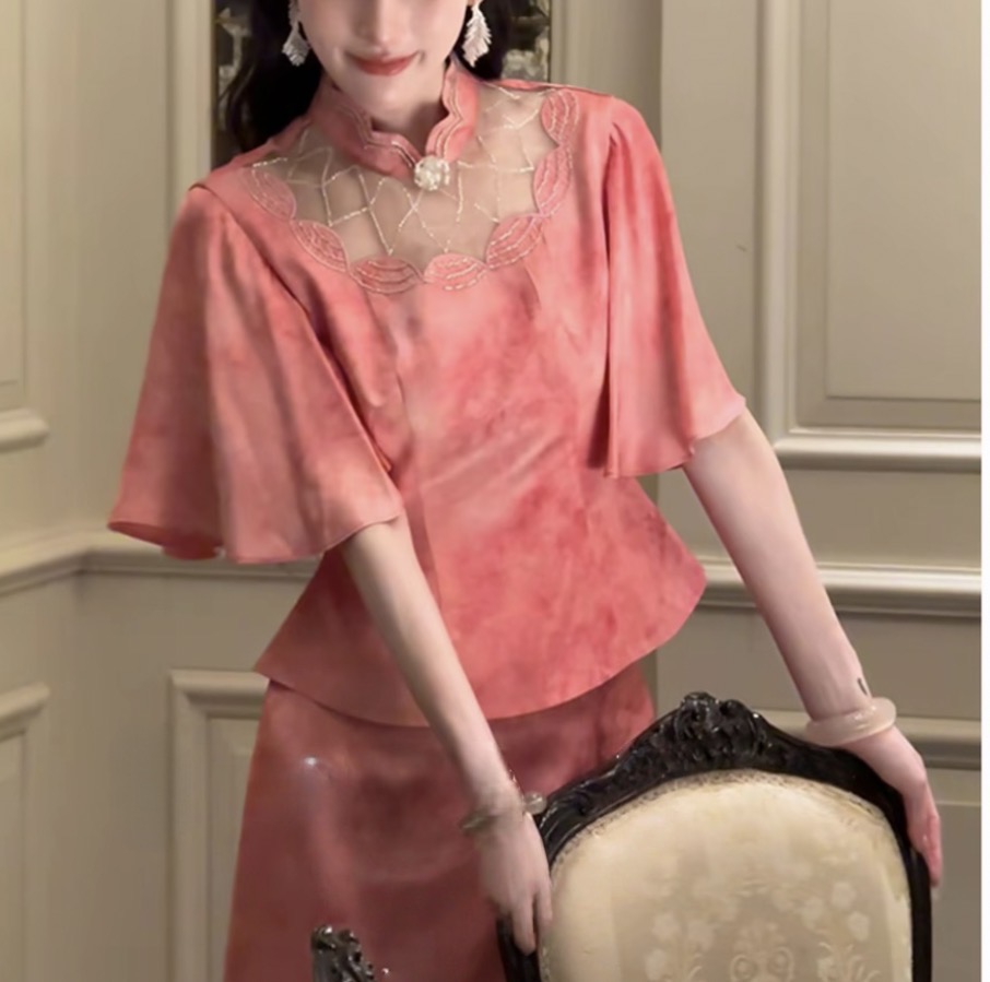 【织花台】国风原创1提花收腰上衣+半裙套装