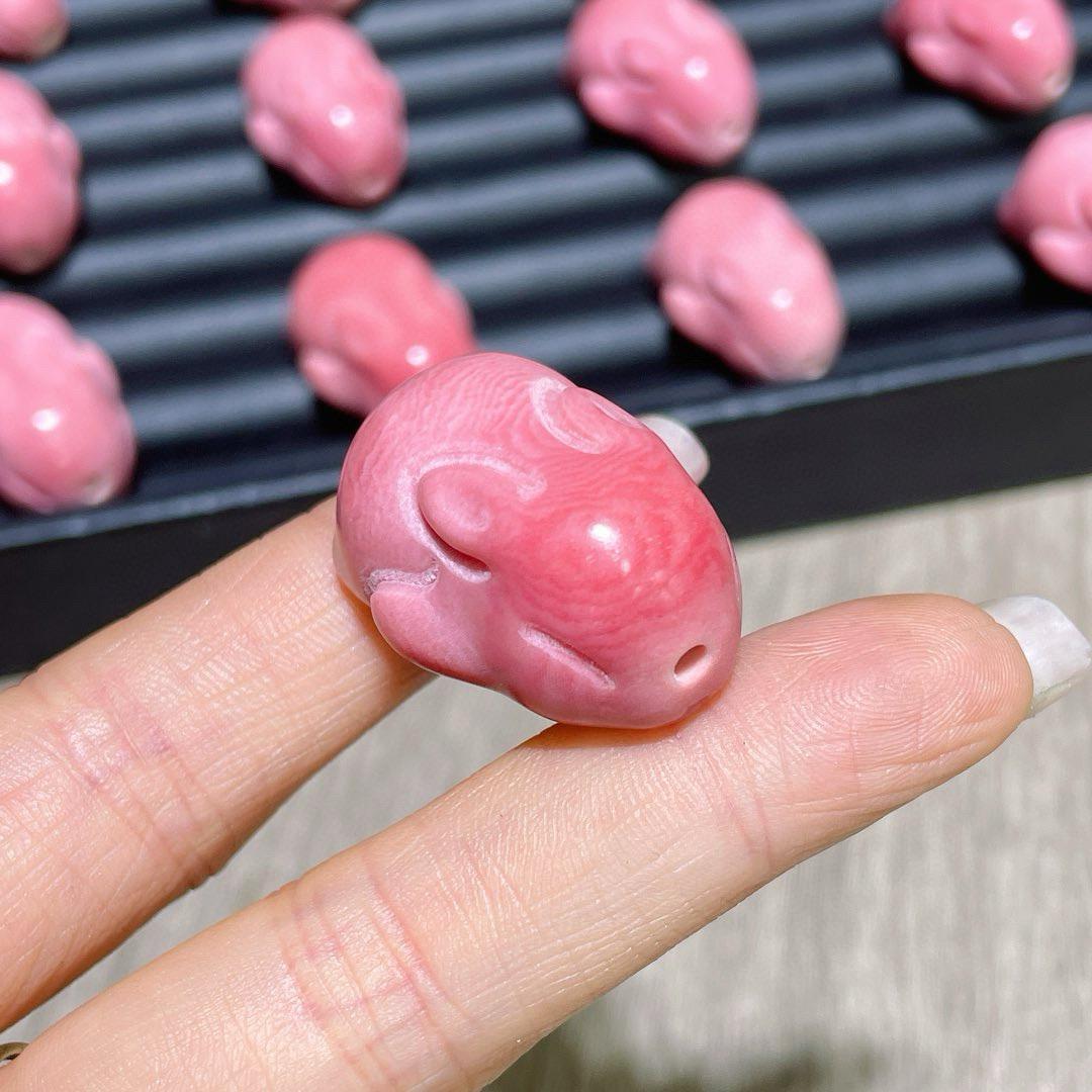 象牙果粉色趴趴兔diy材料编织手绳串珠项链挂件手链文玩配件饰品