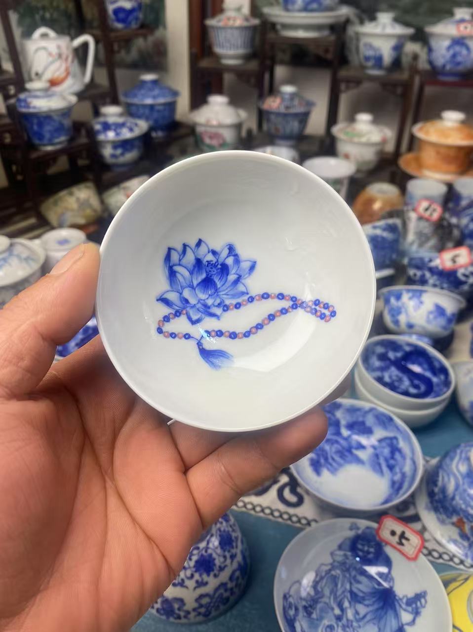 景德镇禅意莲花佛串普洱杯