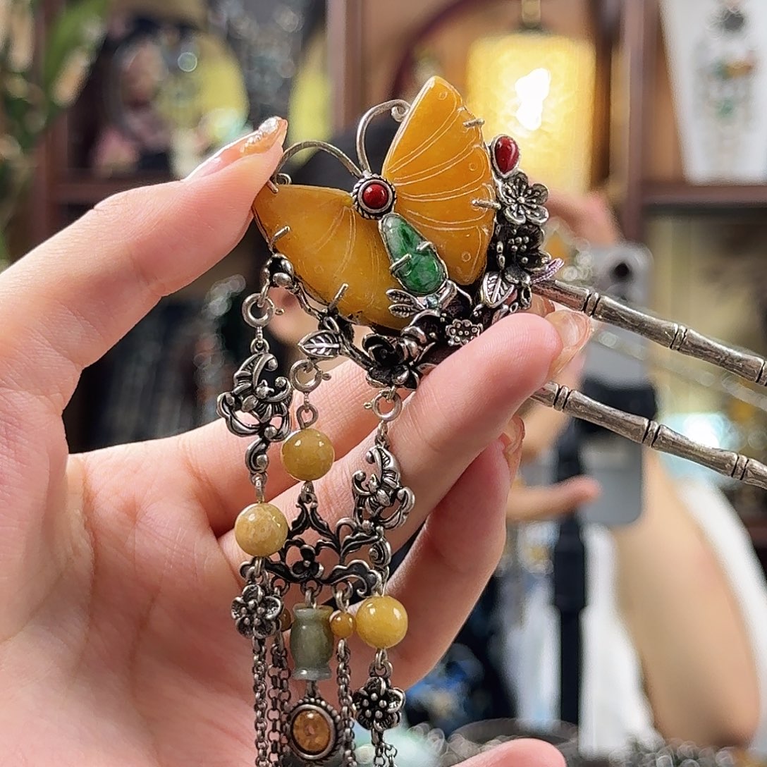 翡翠银S925镶嵌发饰