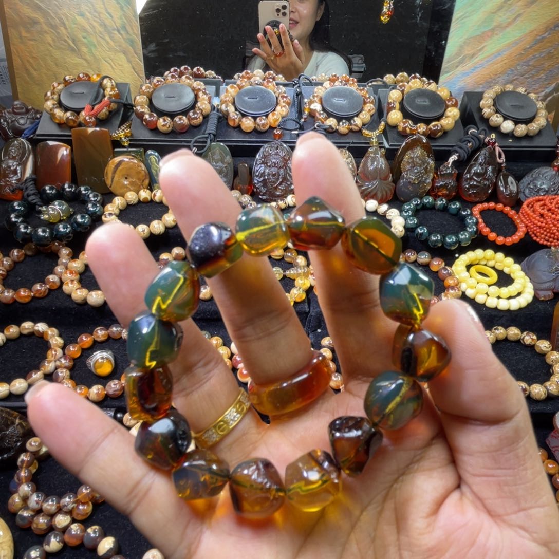 未镶嵌琥珀手链蓝血手串