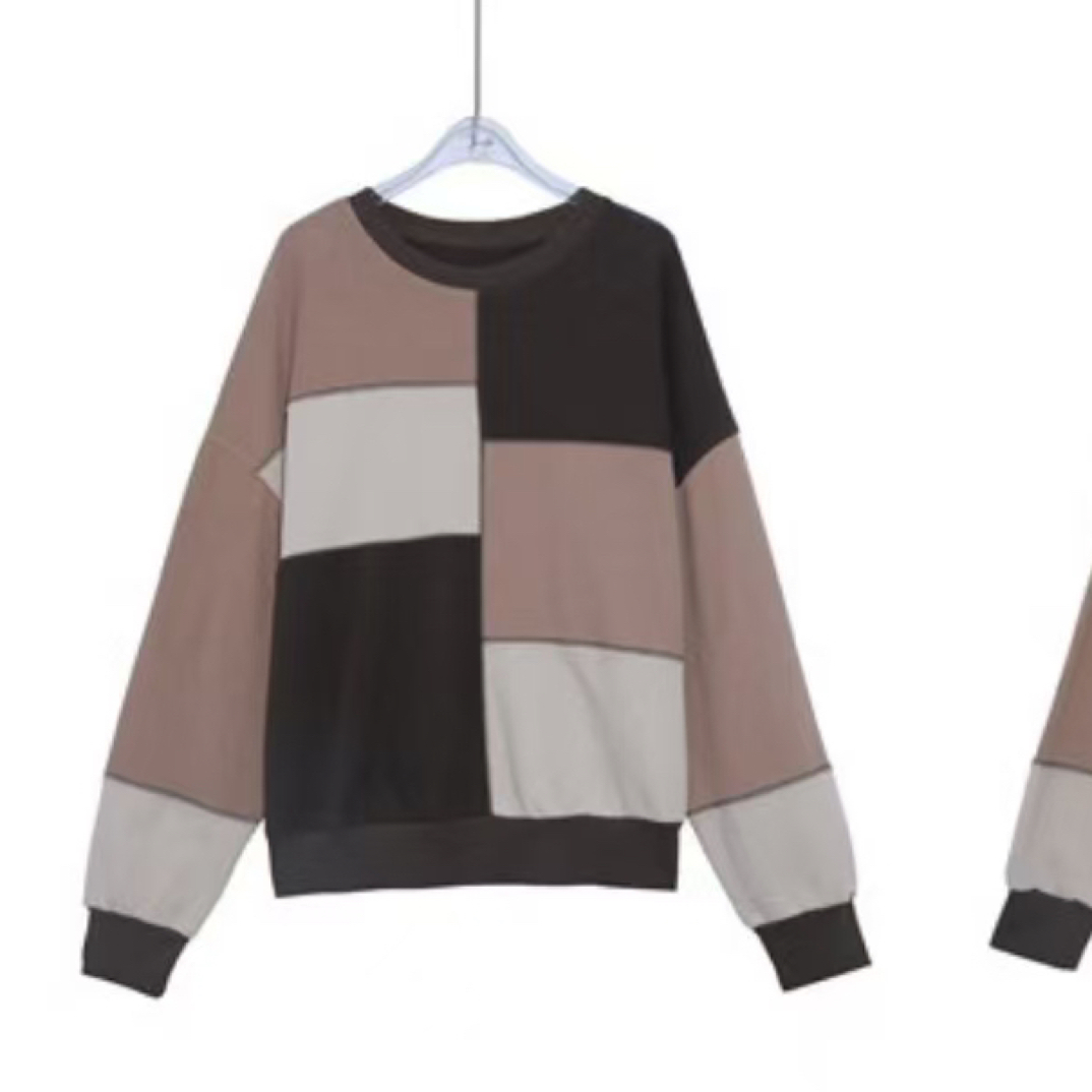 【BAI】圆领长袖拼接撞色连帽卫衣女秋冬新款百搭上衣30374