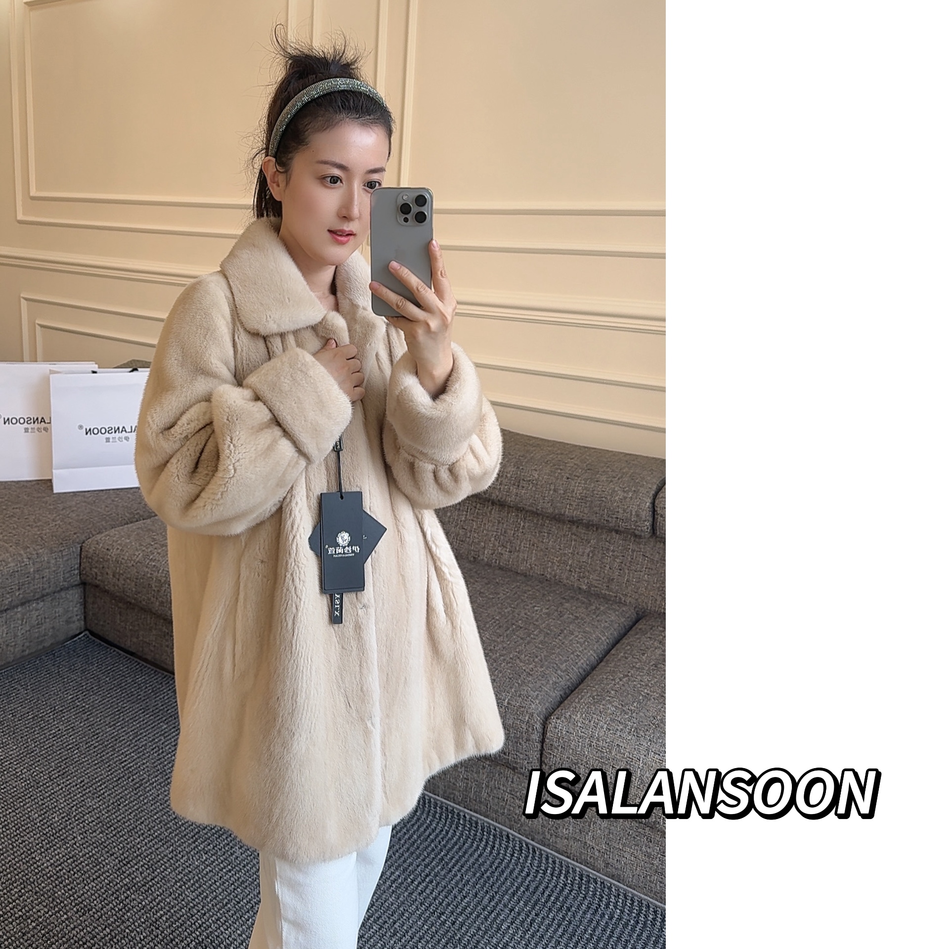 ISALANSOON  FURS “在逃公主” 哥本哈根紫标级水貂外套女-26008