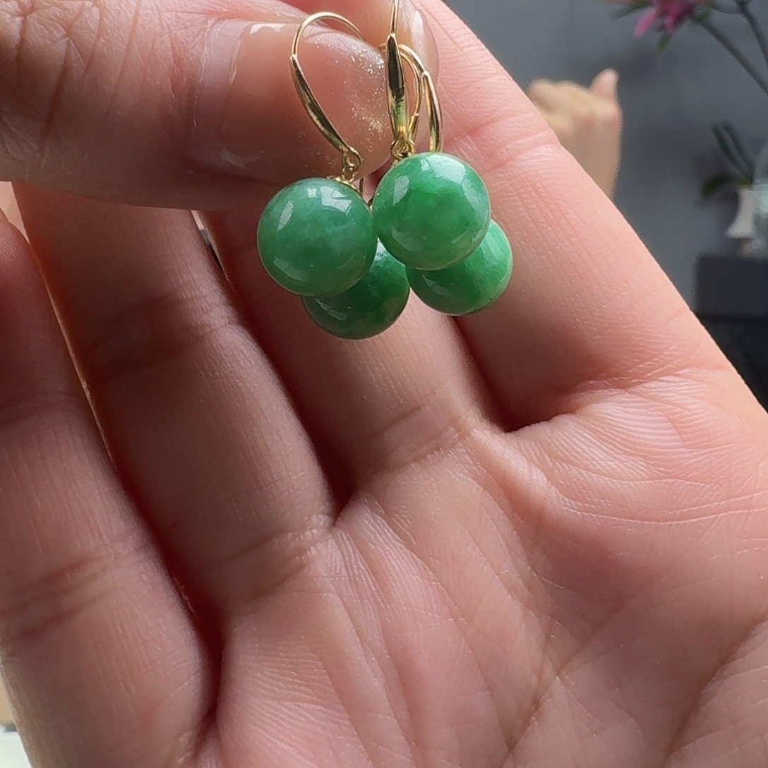 翡翠耳饰18K金镶嵌多样性发货其一