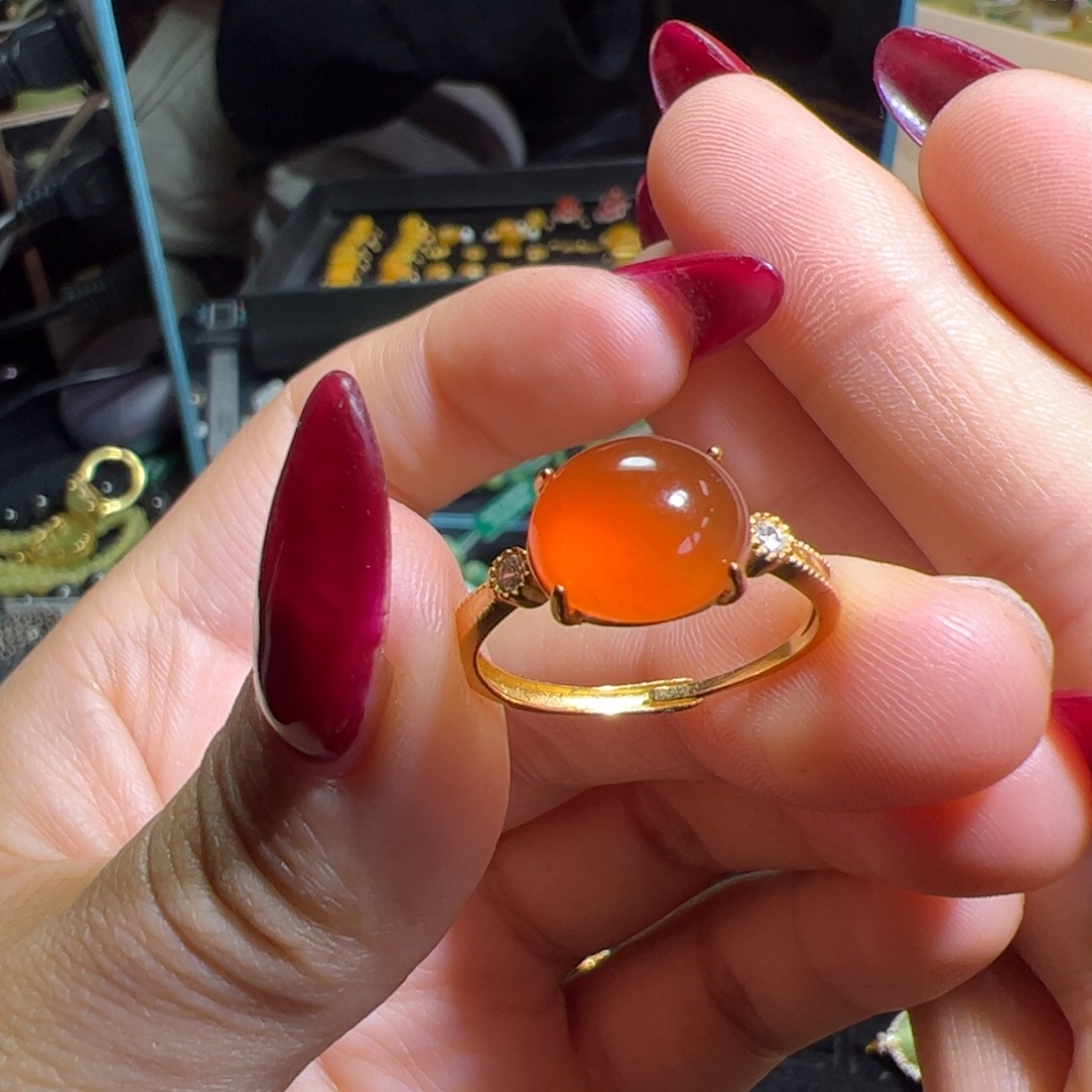 南红玛瑙银S925镶嵌戒指