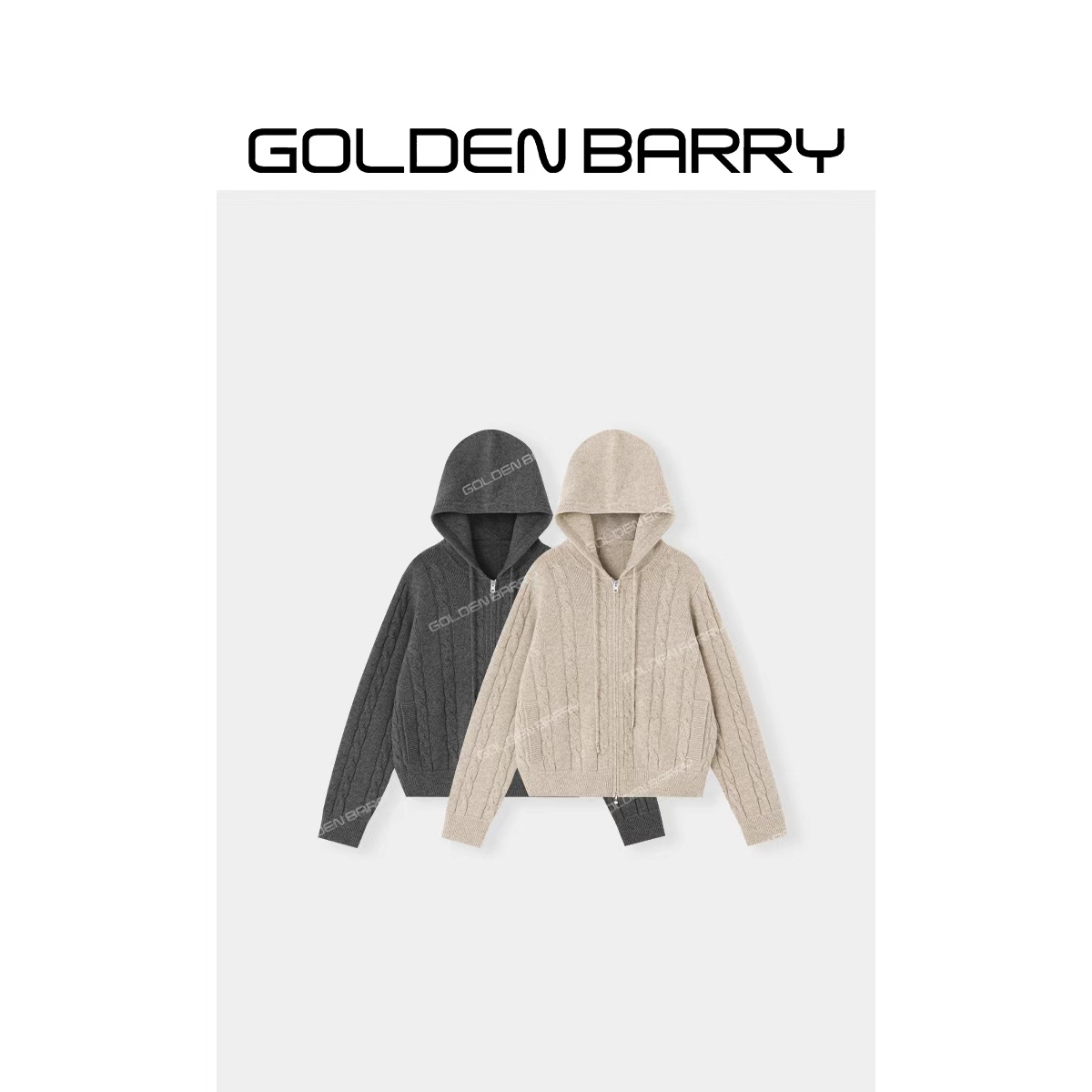 GOLDENBARRY|243145“谧绒序章”连帽麻花羊绒衫