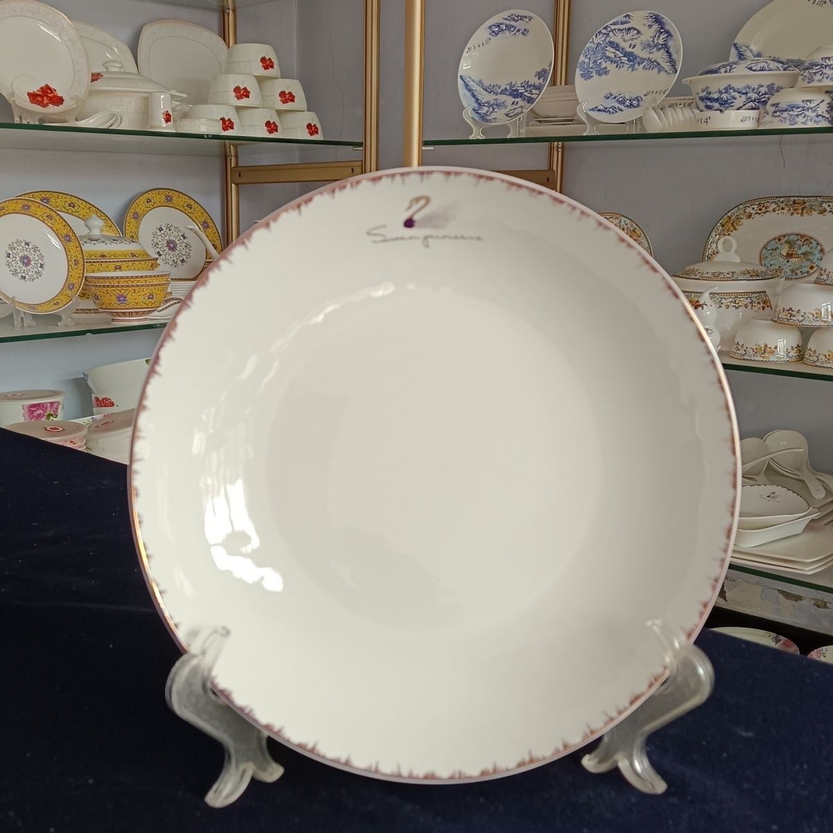 8英寸水立方骨瓷圆型深盘家用欧式风格餐具适合多种菜品盛放