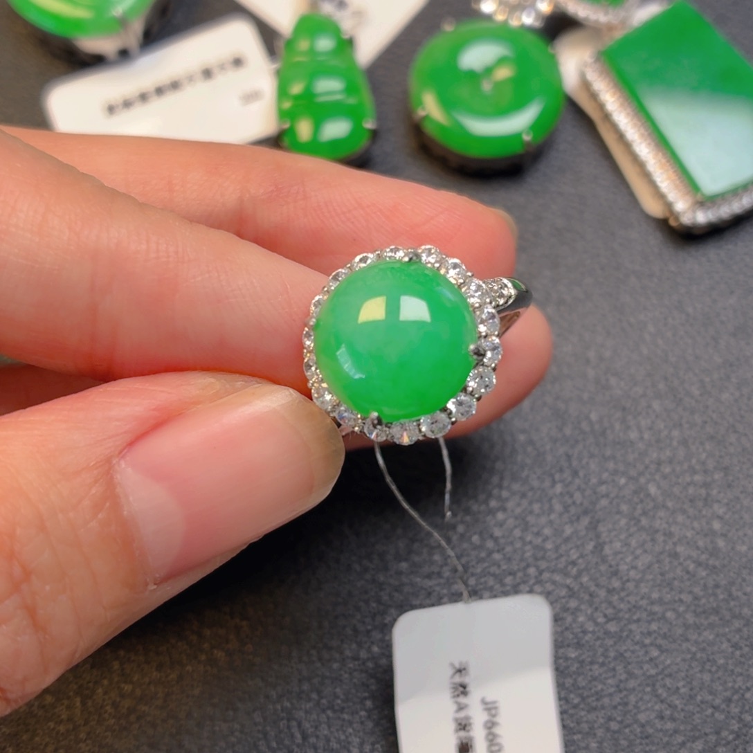 翡翠银S925镶嵌吊坠(不含链)戒指