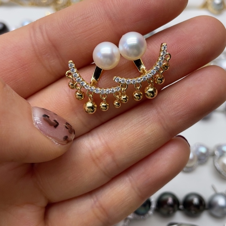 海水珍珠耳饰银S925镶嵌