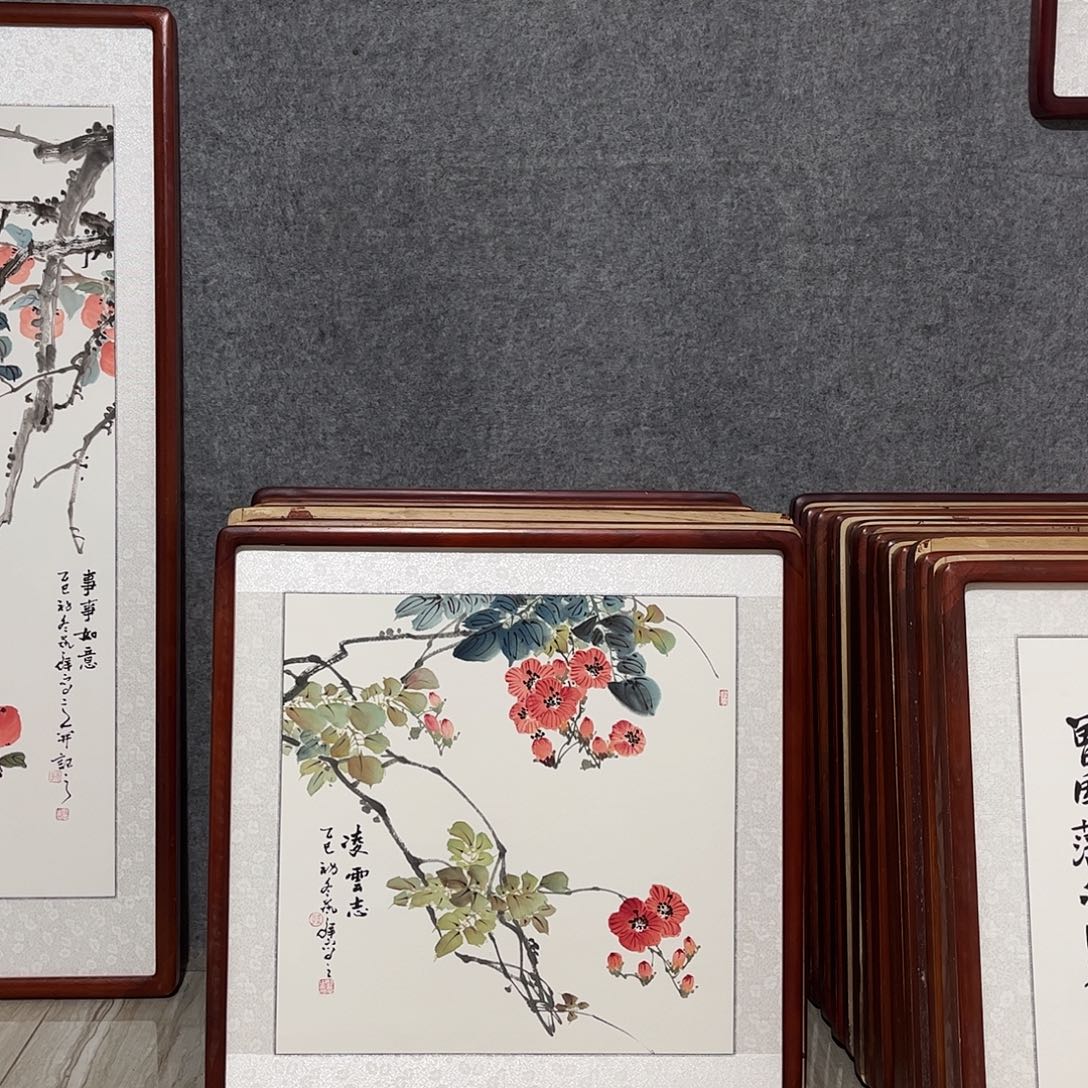 国画书画作品带框63×63