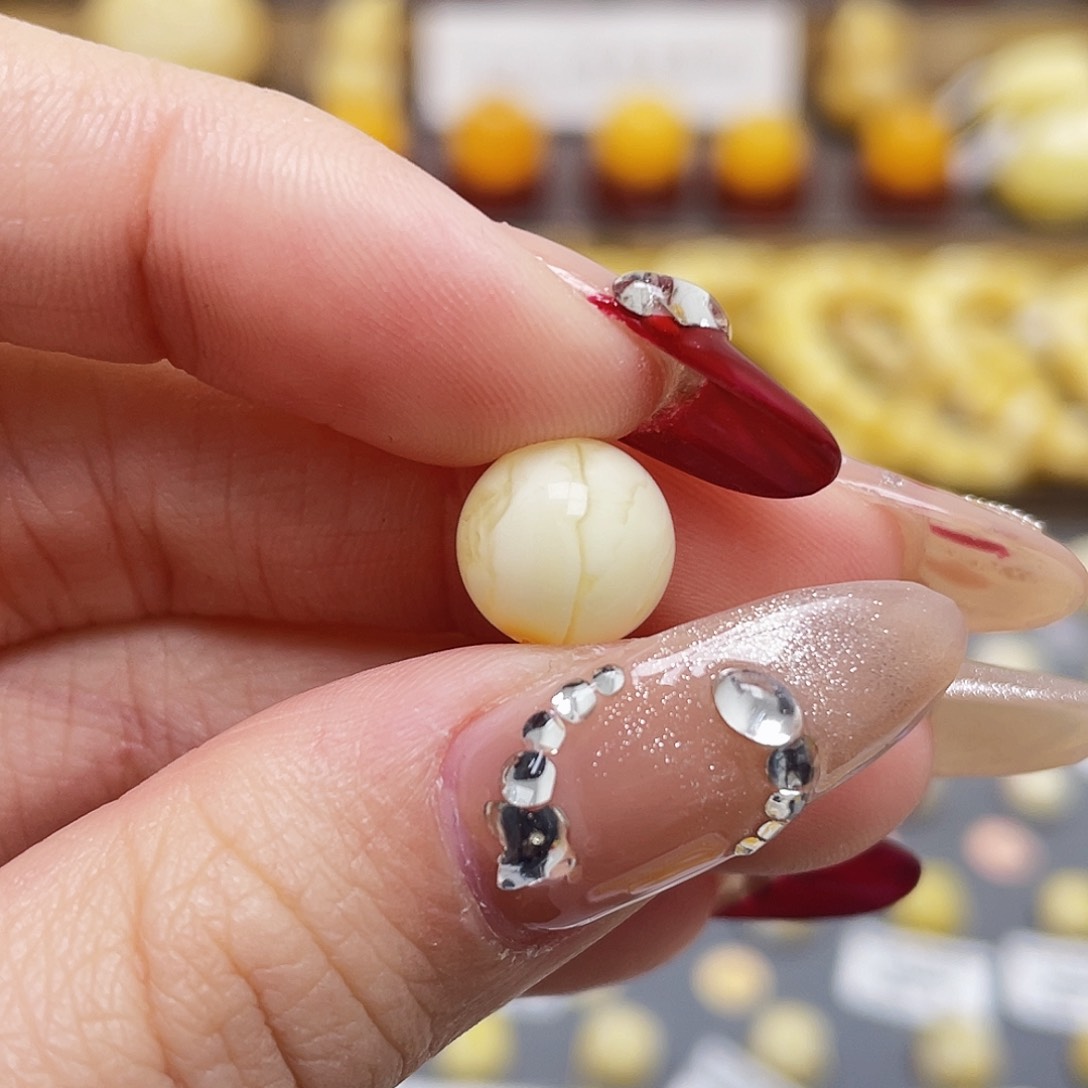 琥珀裸石未镶嵌蜜蜡圆珠10mm皮色