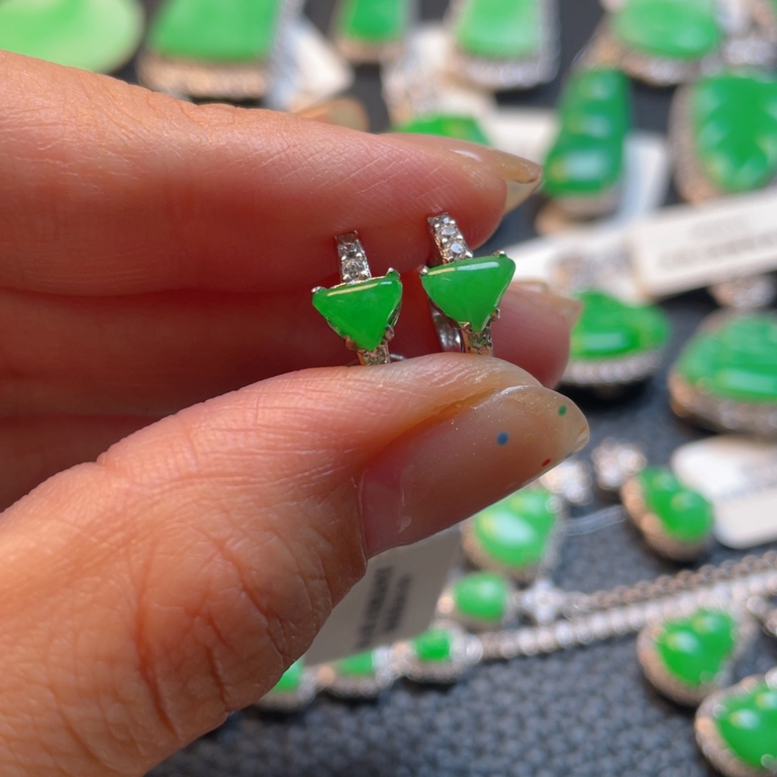 翡翠银S925镶嵌吊坠(不含链)耳包