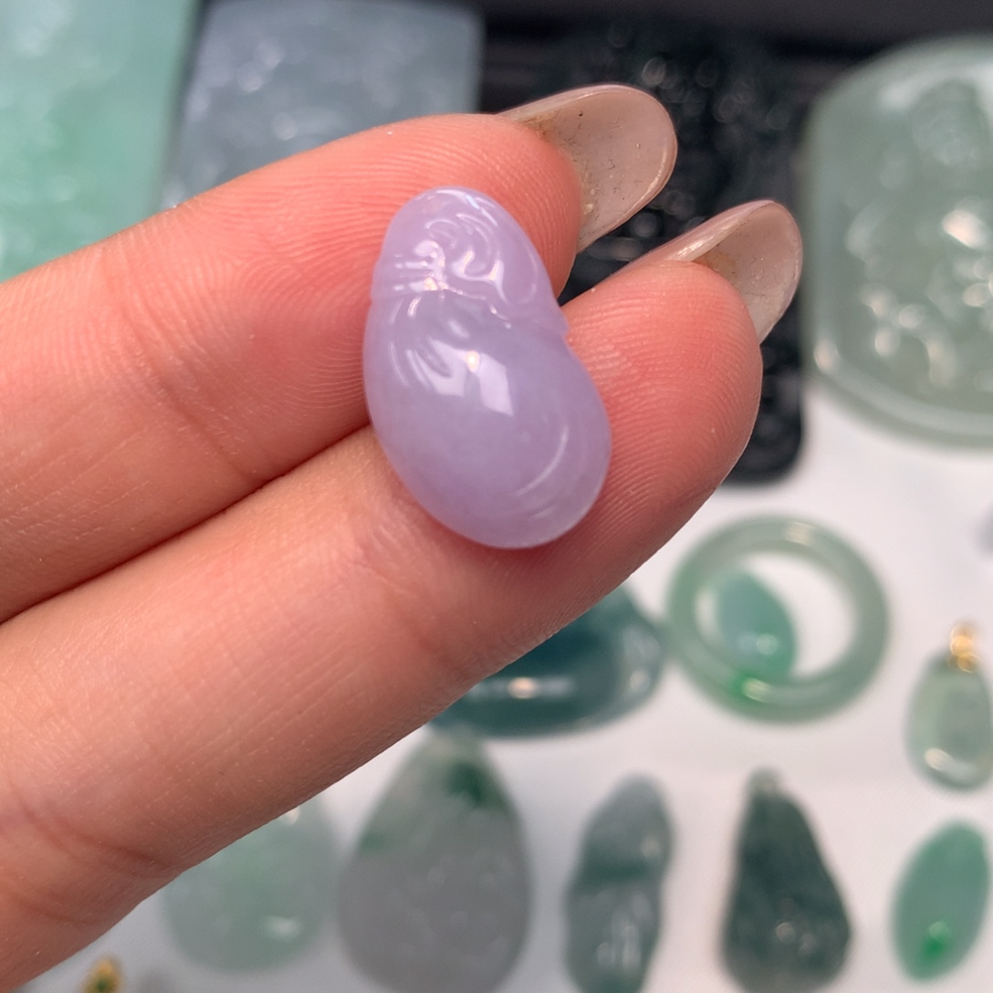 翡翠未镶嵌颈饰紫罗兰钱袋子