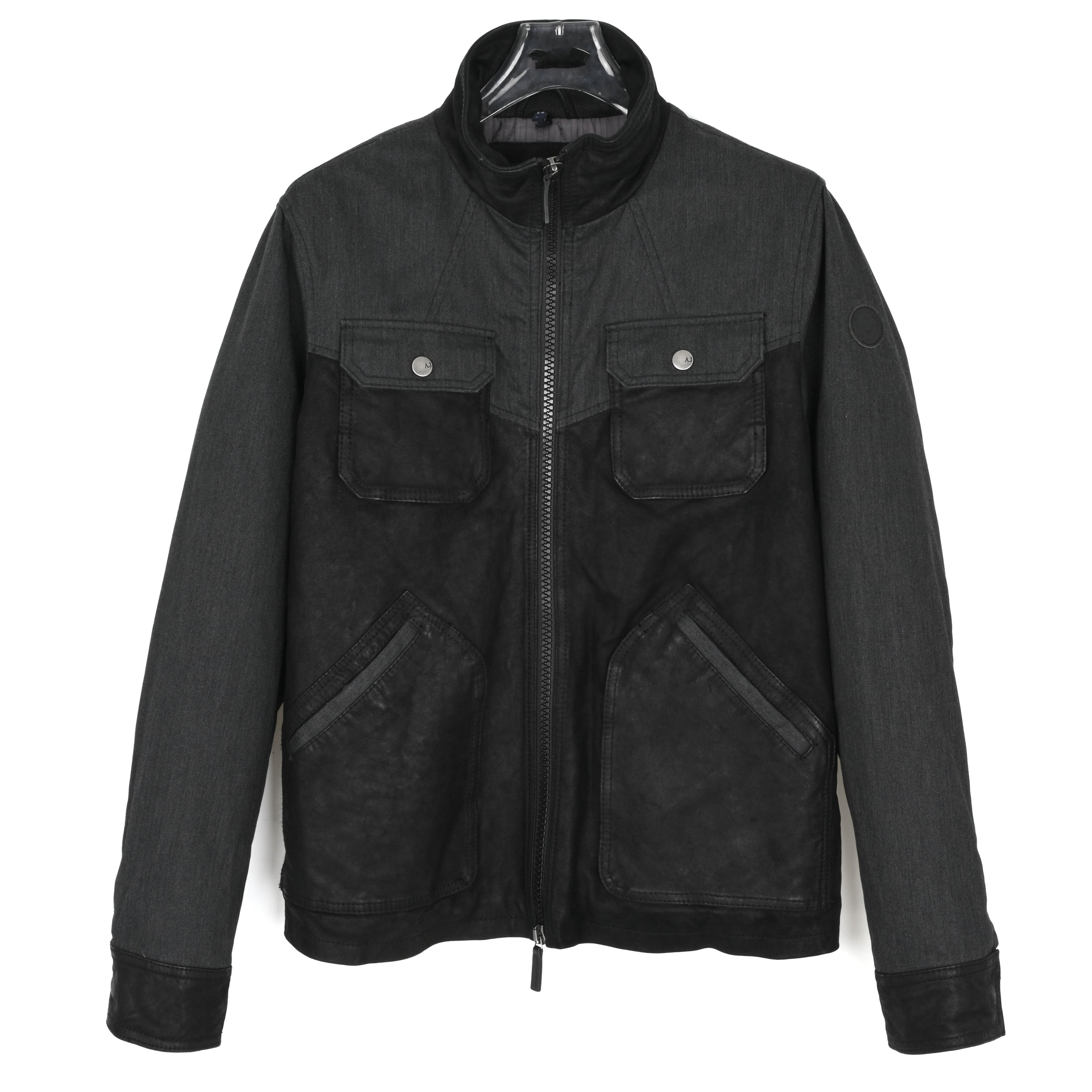 ARMANI JEANS 男式羊皮拼皮外套多口袋 U6B15LP20