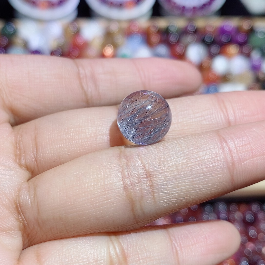 ****武未镶嵌珠宝半成品水晶蓝钢丝单珠打孔不退