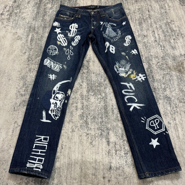 未使用 Philipp Plein 印花牛仔裤LYGP