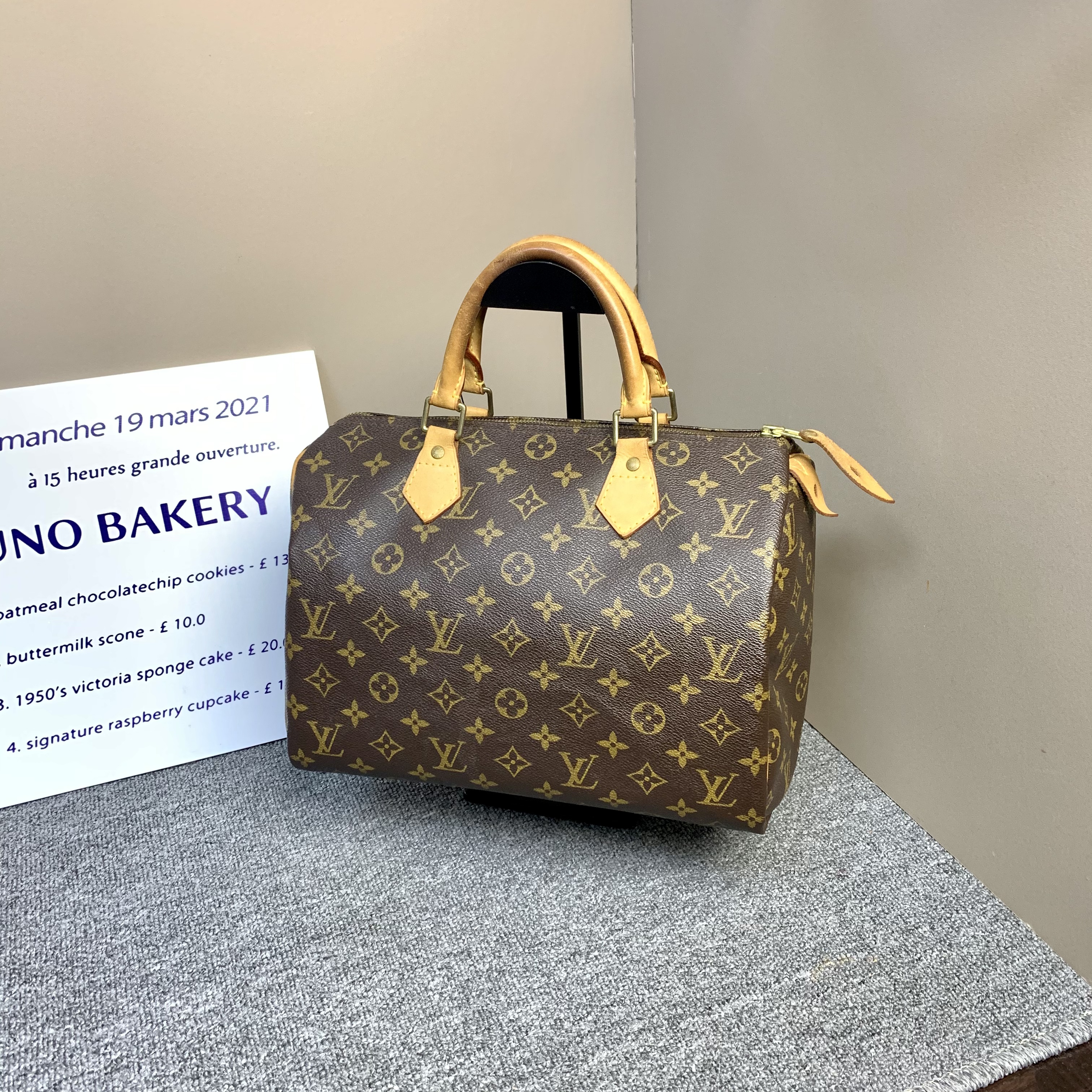 95新 LouisVuitton/路易威登 小怡中古/LV波士顿30/老花手提包