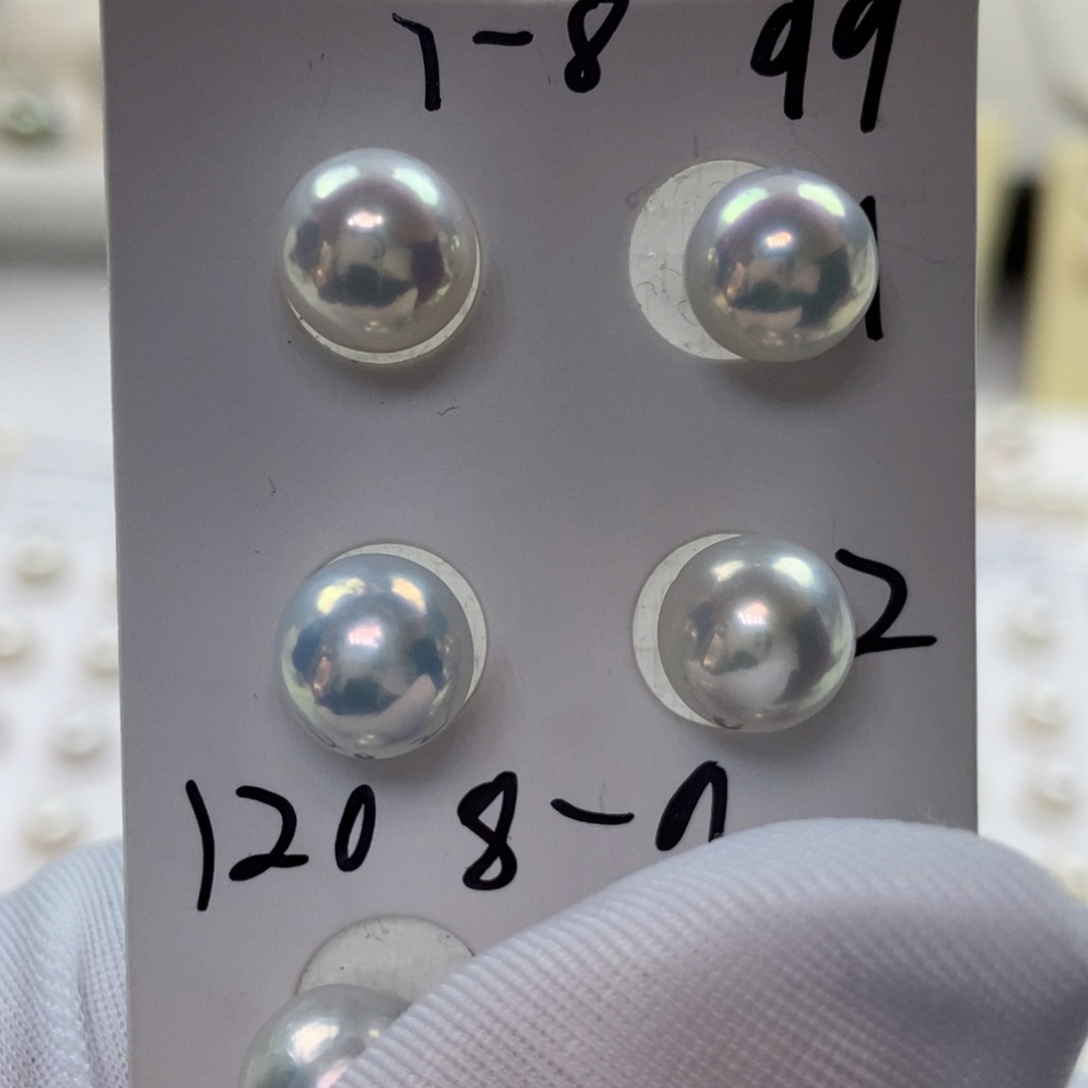 淡水珍珠银S925镶嵌耳饰7.5-8