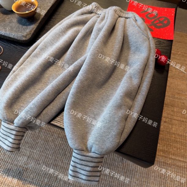 现货MZ.儿童冬季加绒加厚保暖纯色灯笼束脚百搭卫裤JN2213