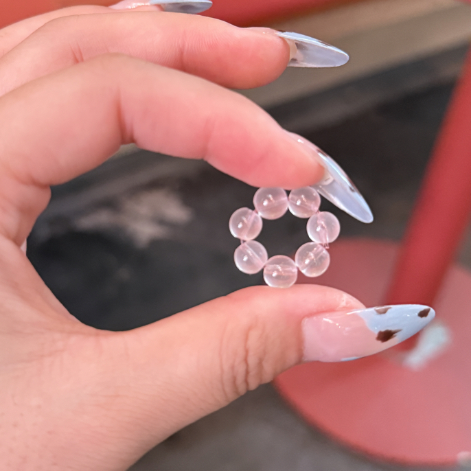 多样性发货一个粉色水晶跑环小尺寸圆珠卡环配珠diy饰品手链挂件