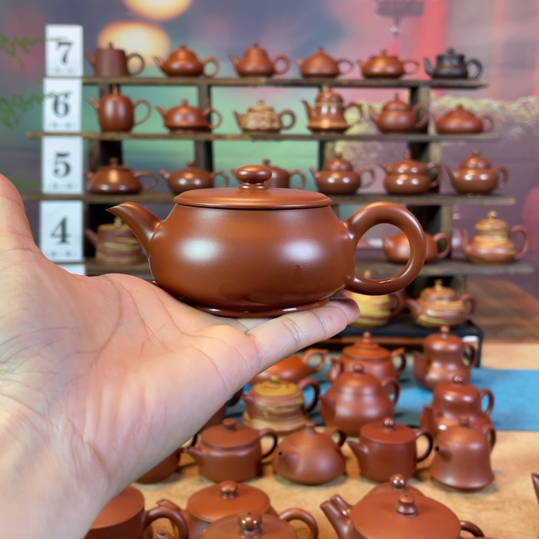 茶壶紫砂阳*潮州手工手拉朱泥明炉壶