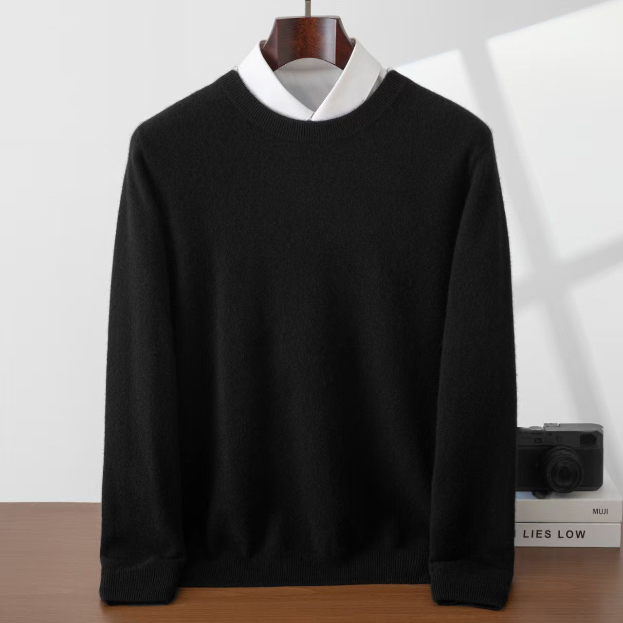 男士100%纯山羊绒加厚男圆领羊绒衫