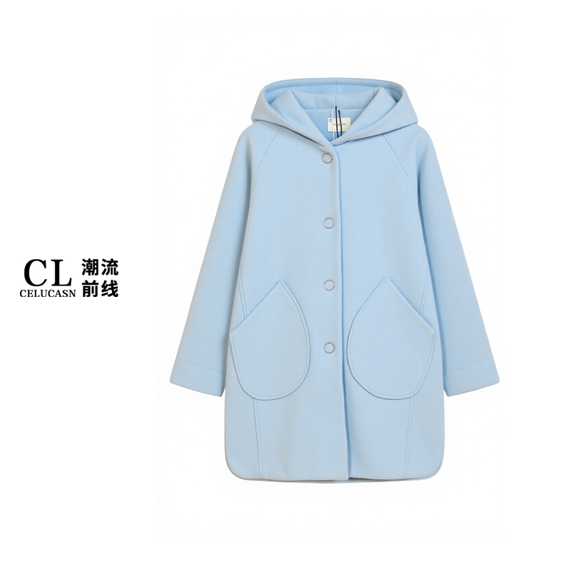 K7WBN238#时尚甜辣绒感羊毛大衣女冬甜美圈圈长款毛呢外套