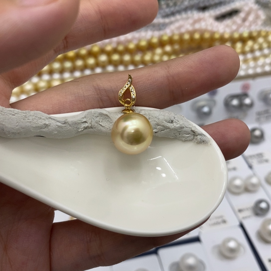 海水珍珠裸珠未镶嵌南洋金珠12-13不含配件