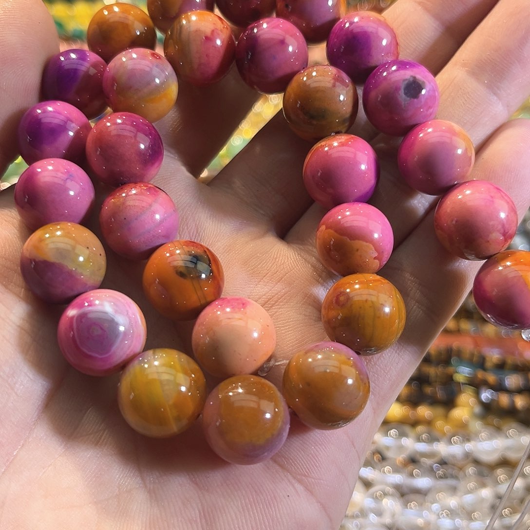 玛瑙/玉髓合金珠宝半成品地球玛瑙一条14mm