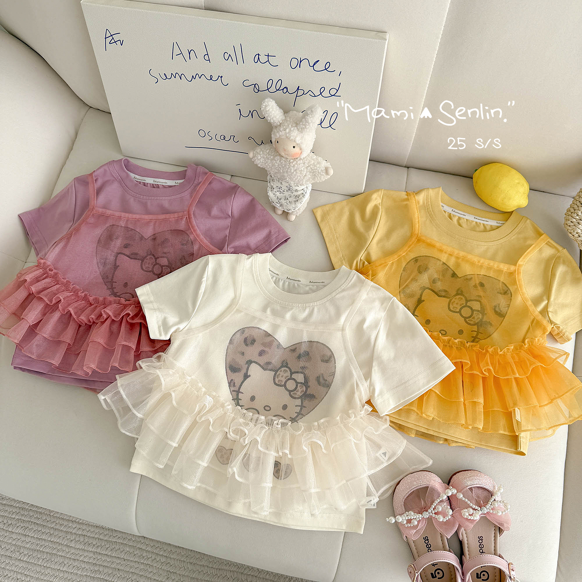 【现货】妈咪森林童装2025夏新款女童T恤吊带套装252-MMSL-252143