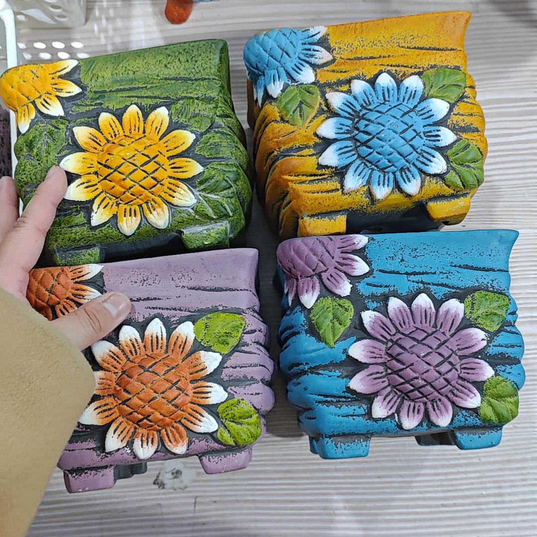 红陶吸水透气的白陶花盆凑满12发货