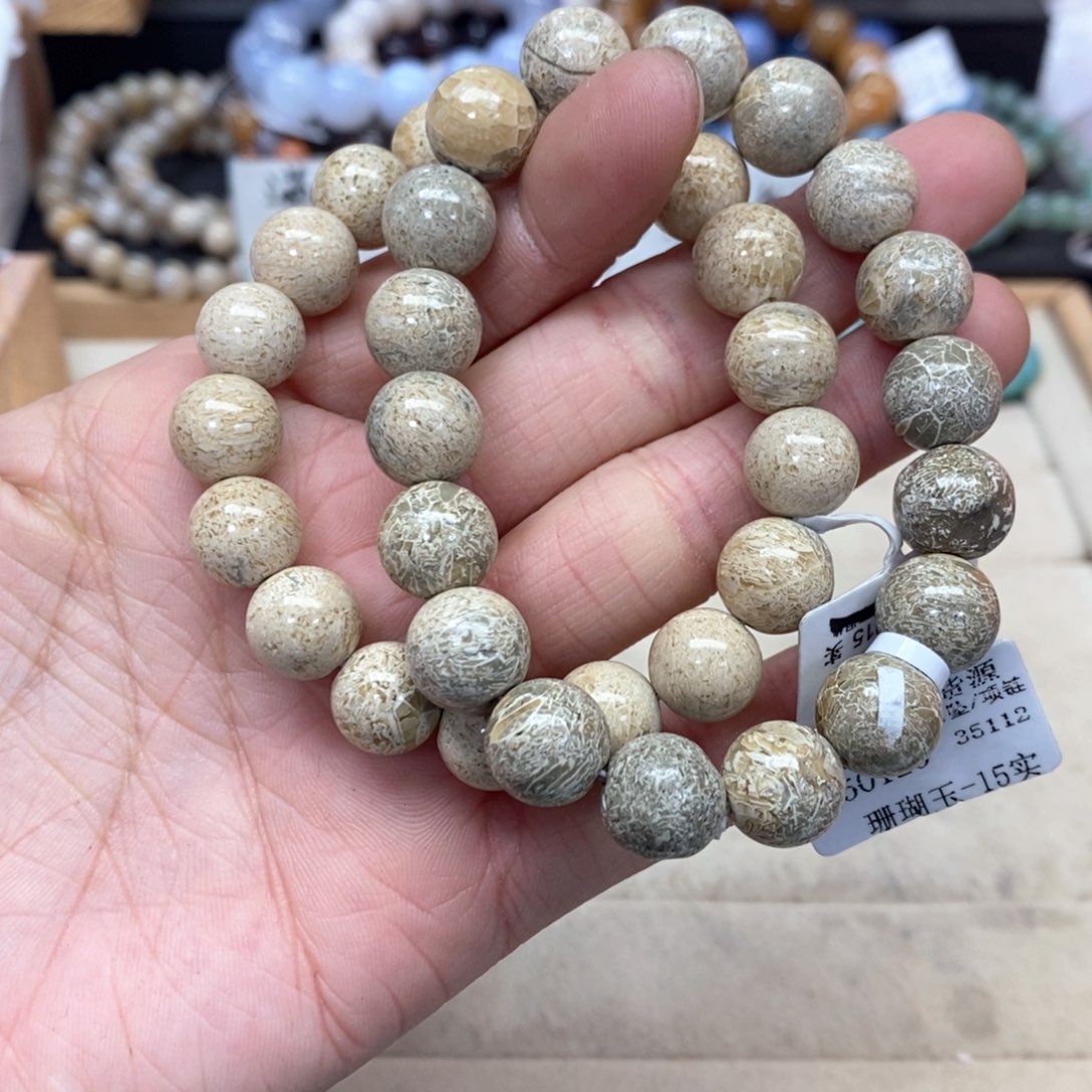 硅化珊瑚（珊瑚玉）手链未镶嵌没****水039