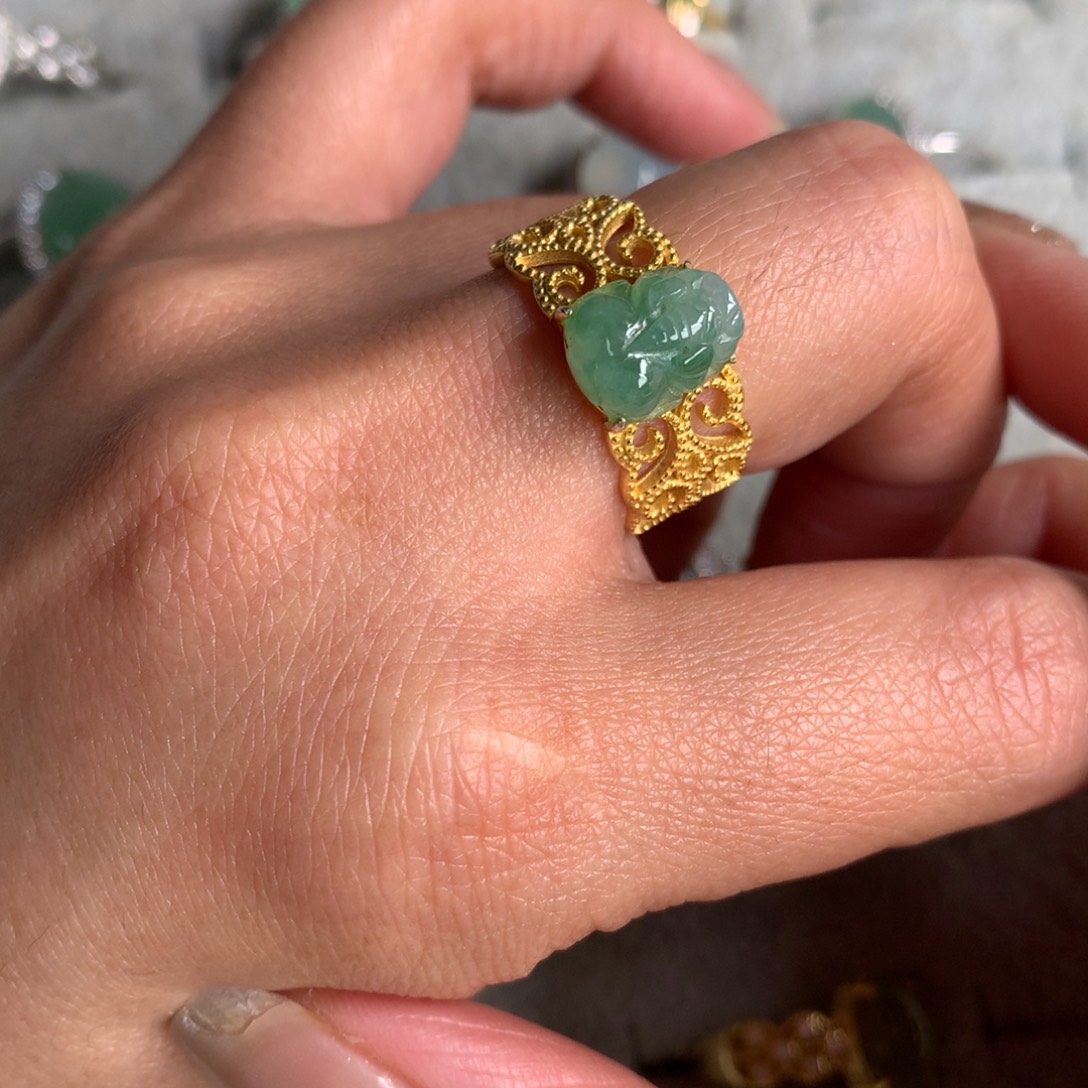 翡翠银S925镶嵌耳饰戒指