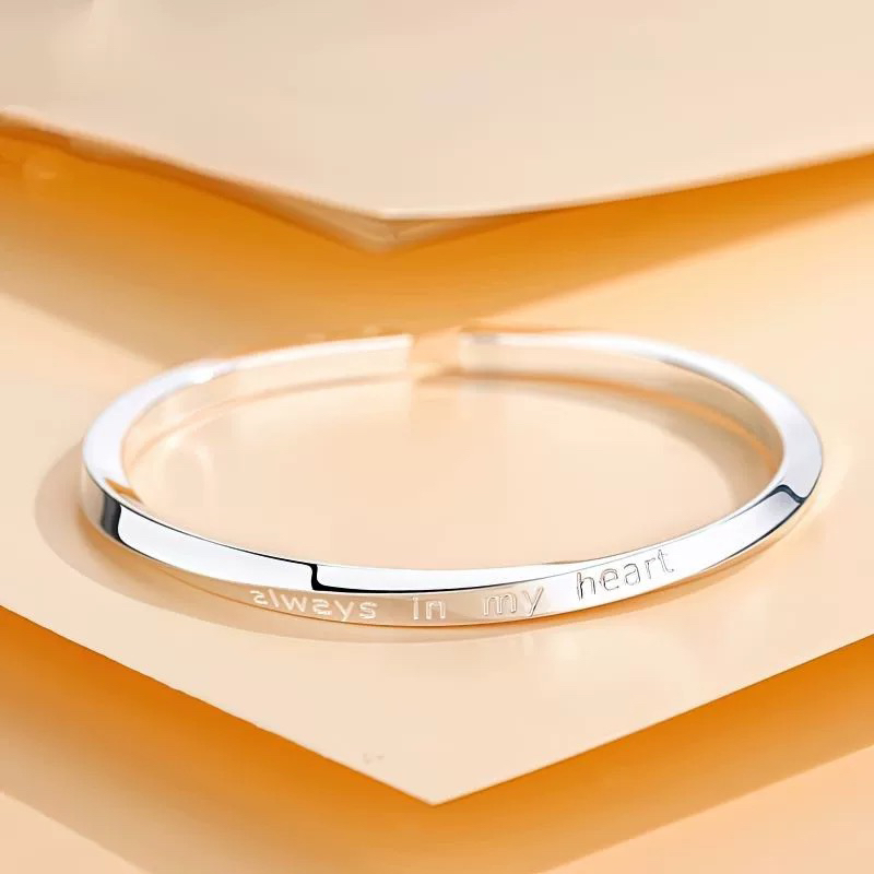 925银银制品  【552】莫比乌斯环年轻新款实心开口情侣男女手镯