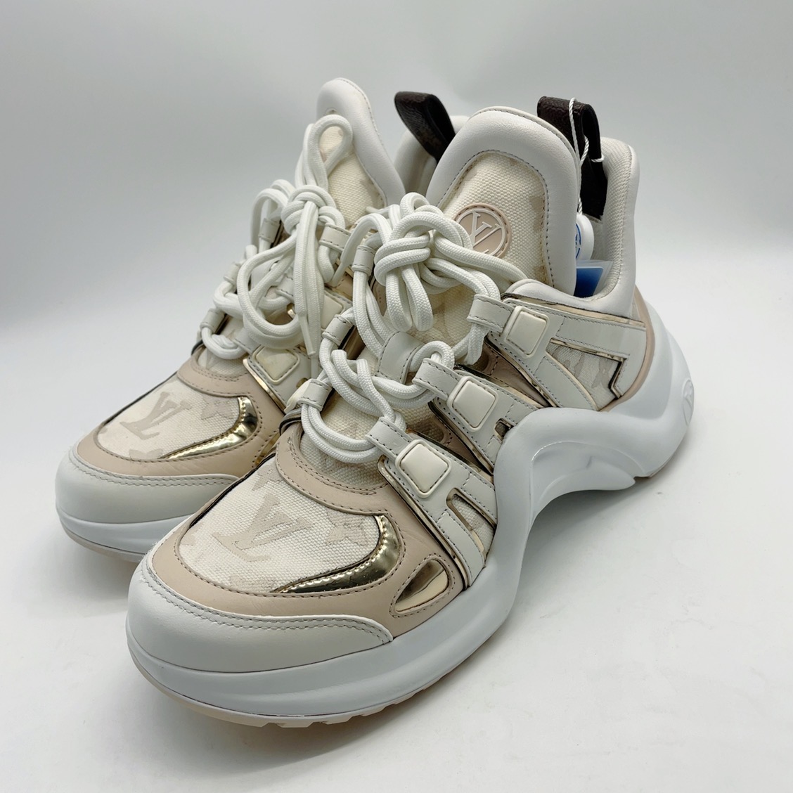 95新 LouisVuitton/路易威登 女士36.5 38码金色拱桥老爹鞋my006