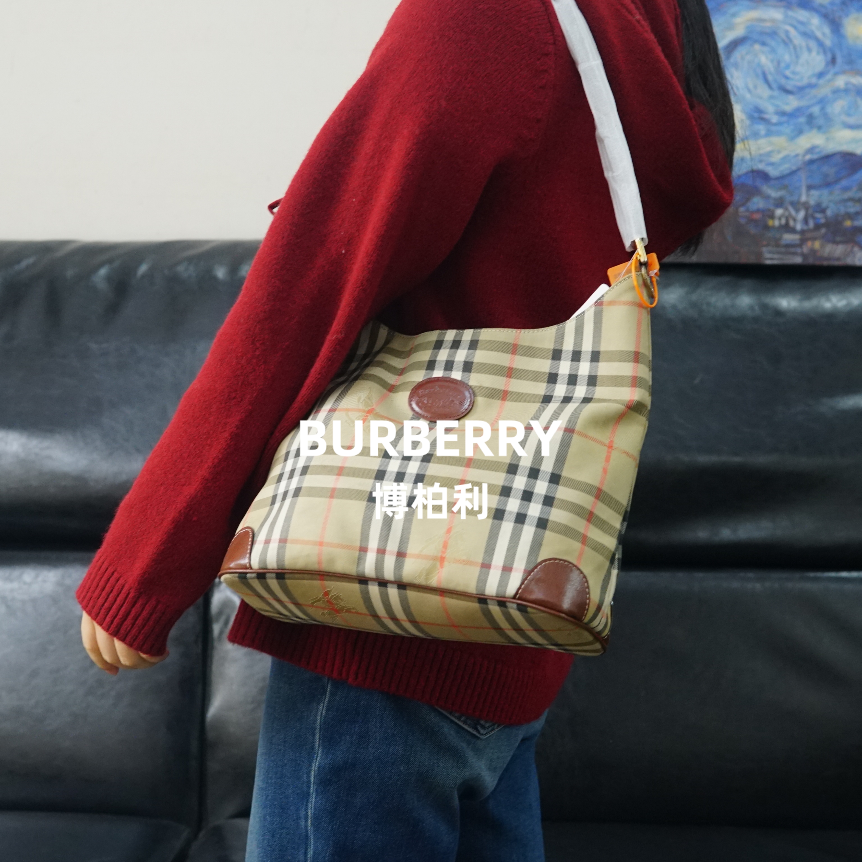 95新 BURBERRY/博柏利 巴宝莉/格纹单肩包/JJ12426775/6775