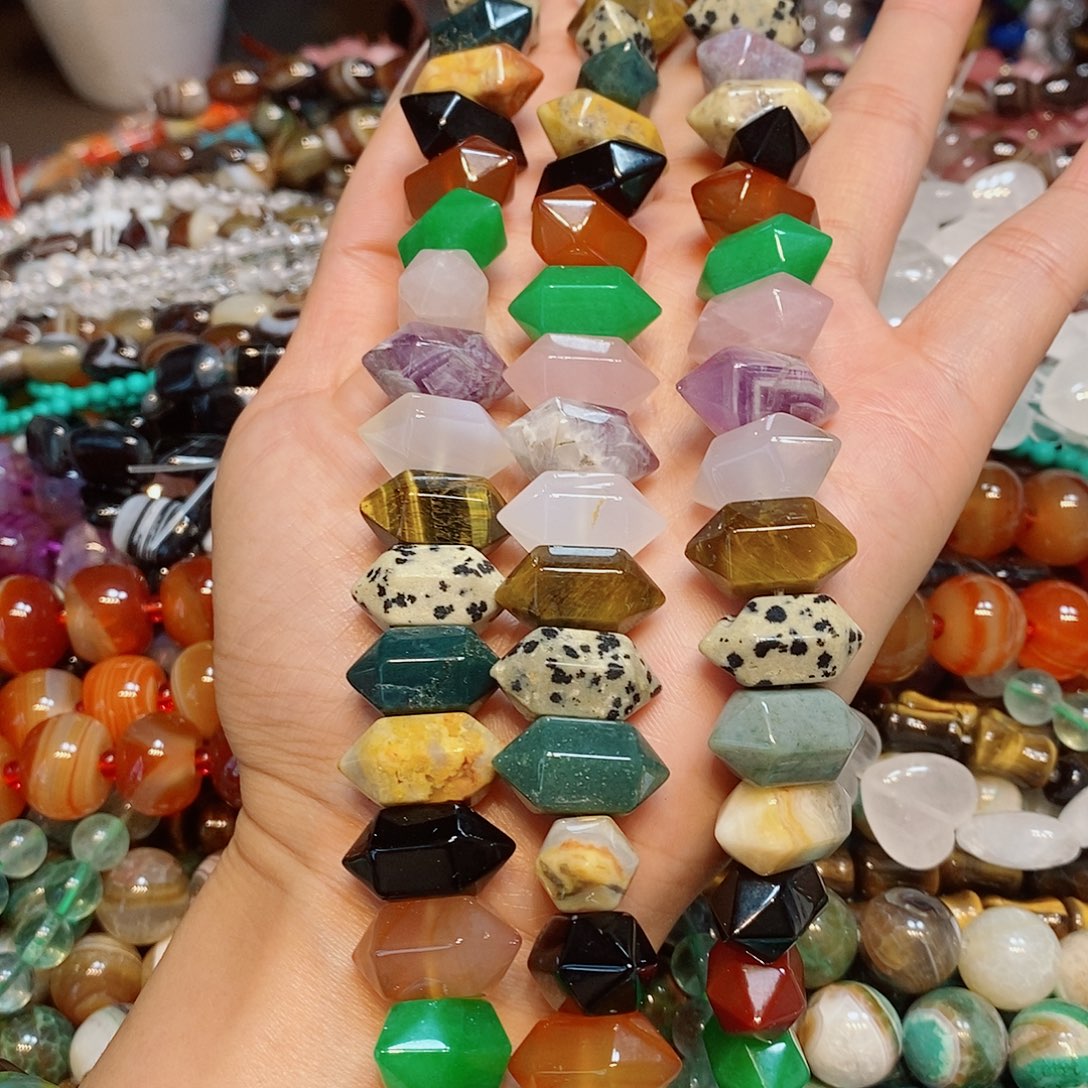 玛瑙/玉髓散珠天然多宝双尖