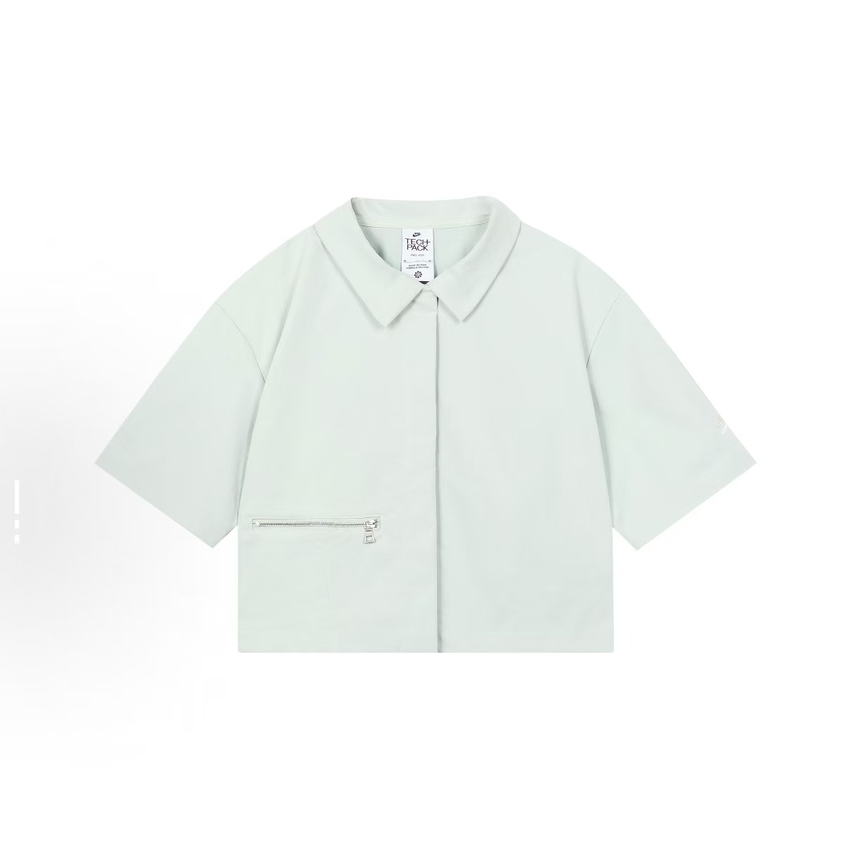 NIKE/耐克Nike透气拉链梭织翻领短袖衬衫女款浅银DV8241-034