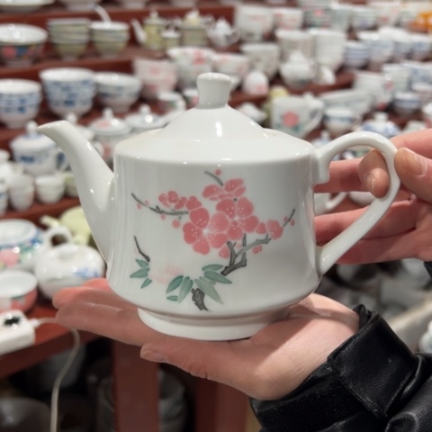 醴陵高温瓷器500毫升手绘无款